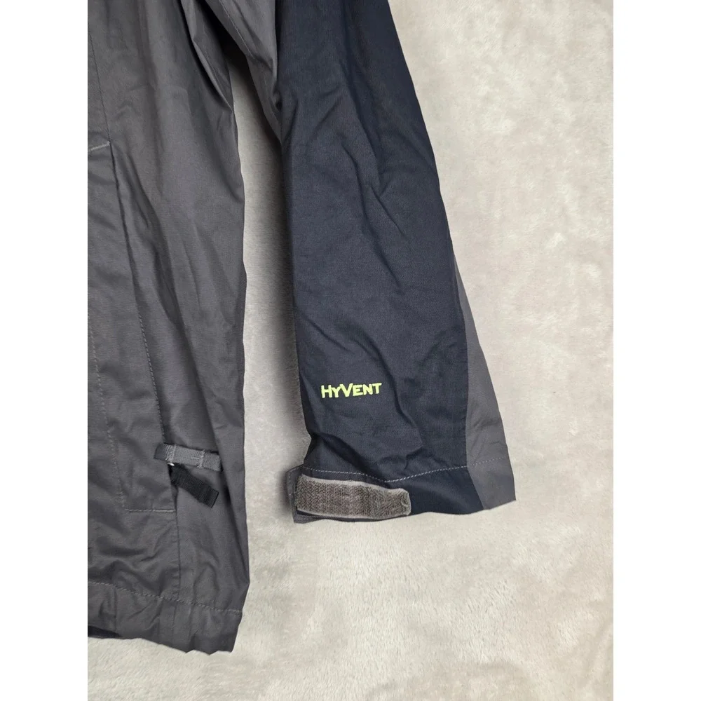 The North Face HyVent Rain Jacket Boys XL 18/20 Gray Black Hooded Windbreaker